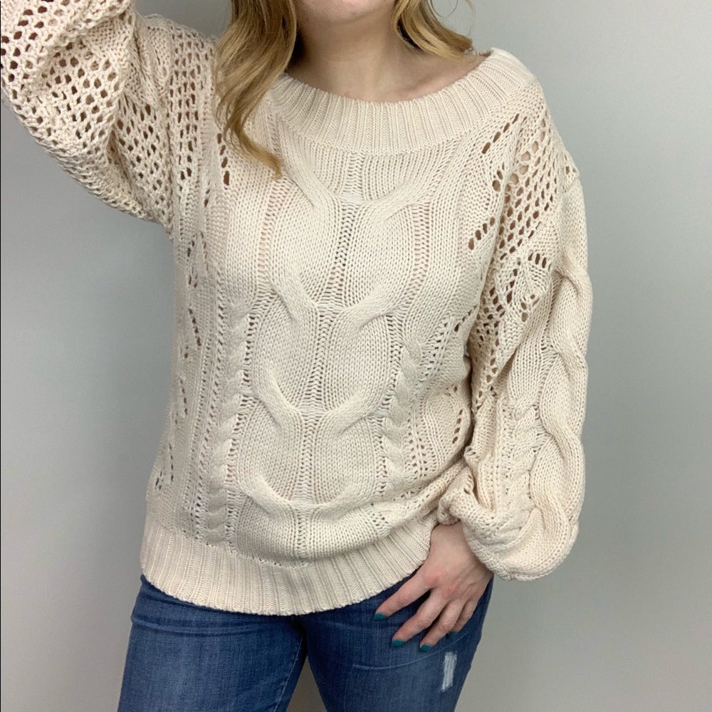 Cuddle Season Off The Shoulder Cable Knit Sweater - Picture 2 of 8
